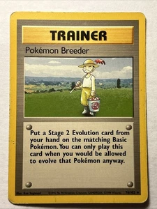 POKEMON TCG Pokémon Breeder 076/102 Base Set Unlimited Vintage Card Rare MP - Picture 1 of 14