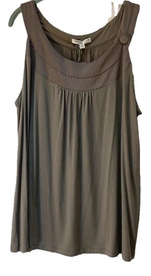 Camiseta sin mangas Sarah Spencer para mujer talla 2X color topo oscuro tejida/satén ribete cuello redondo nueva con etiquetas Foto 1 de 4