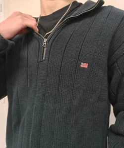 Suéter De Colección POLO RALPH LAUREN Hong Kong Tejido Pesado 1/4 Cremallera Bandera Bordada Talla L - Imagen 1 de 12