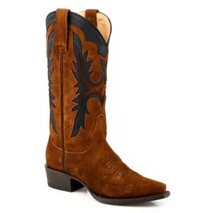 Women's Stetson Cheyenne Suede Leather Boots Snip Toe Handcrafted Brown - Picture 1 of 1