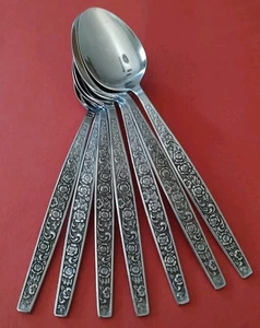 7 GRANADA ROSE Stainless Steel SOUP/PLACE SPOONS 7 1/2" Japan Free Ship - Picture 1 of 10
