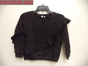 Danna Belle Girls Black Embroidered Always Happy Ruffle Sweatshirts 8 X002X0GUK5 - Picture 1 of 9