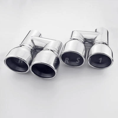 Dual 3.5" Out Dual Wall Stainless Resonated Exhaust Tips for Audi A3 A4 A5 A6 A7 - Imagem 1 de 4