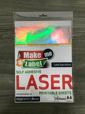 10 A4 PRINTED Premium HOLOGRAPHIC LASER Printable PP Film Sticker Sheets - Image 1 of 4