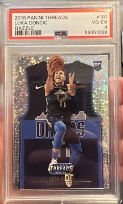 Luka Doncic Rookie 2018 Panini Threads Dazzle Dallas Mavericks RC PSA 4 Lakers - Image 1 of 4