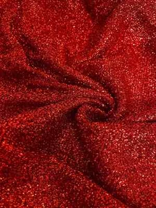 SPARKLE TINSEL Lurex Fabric Stretch Metallic Glitter Material 150cm wide - Red - Picture 1 of 4