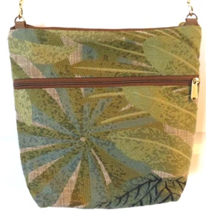 Bolso Bandolera Danny K Beverly Hills Bolso Tapiz Arte Hojas Verdes Cremallera EE. UU. - Imagen 1 de 13