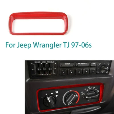 Ajuste para Jeep Wrangler TJ 97-06s rojo brillante consola botón CA marco de control moldura Foto 1 de 3