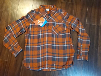 NWT COLUMBIA TEXAS LONGHORNS WOMEN'S LARGE SOFT FLANNEL Plaid LONG SLEEVE SHIRT - Image 1 of 4