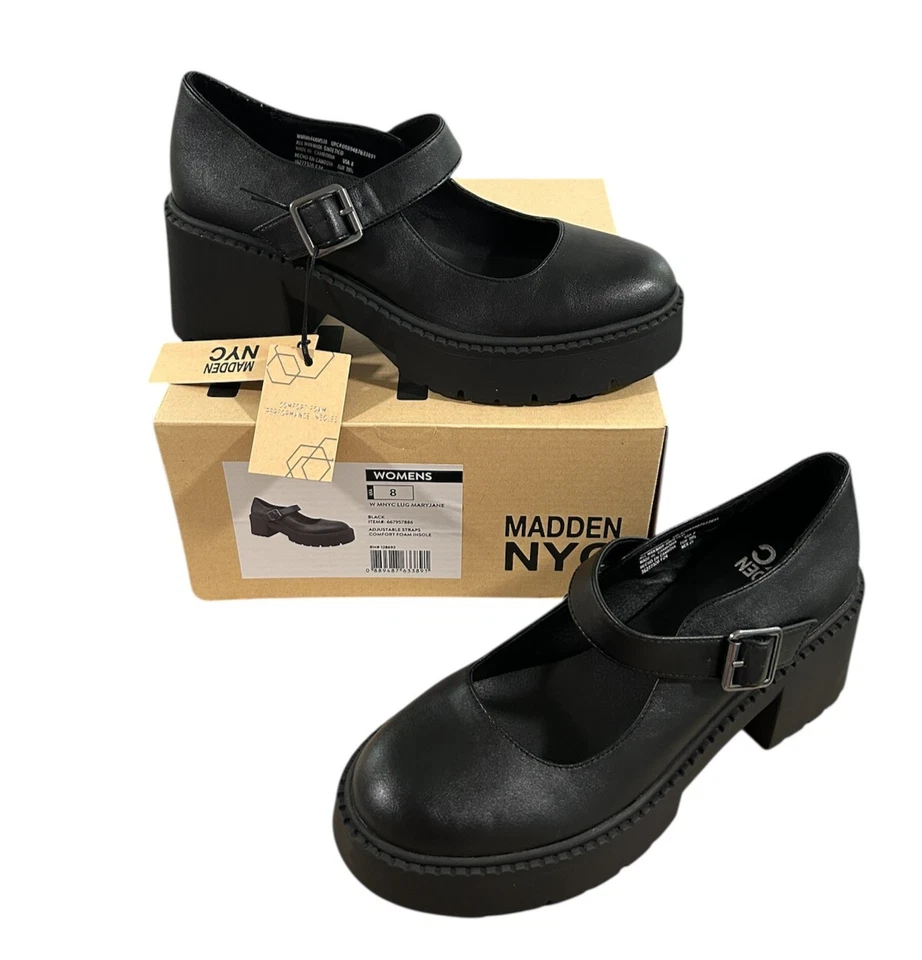 Madden NYC Women's 7.5 Lug Sole Mary Jane Shoes Chunky Sole Y2K Steve Madden