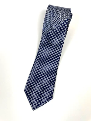 Corbata a cuadros/pata de gallo azul y plateado Sean John 100 % seda 62" x 3,25" Foto 1 de 4