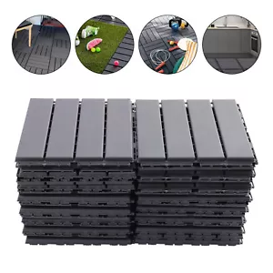 12"x12" Interlocking Deck Tiles, 30 Pack Outdoor Patio Floor Tiles Dark Gray - Picture 1 of 13