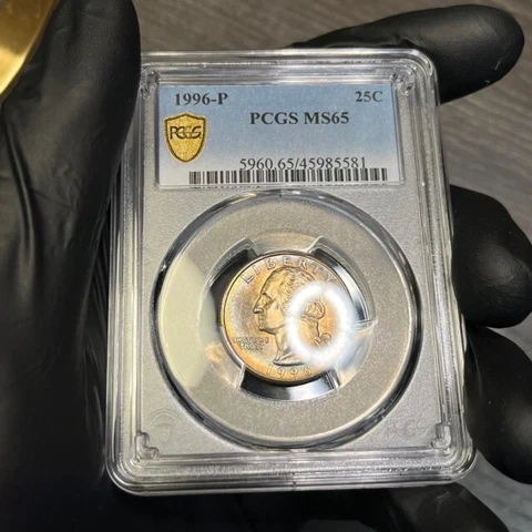 MS65 1996-P 25C Washington Quarter, PCGS Secure- Lightly Album Toned Cover