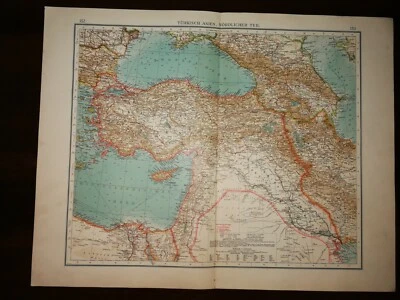 DOUBLE-PAGE MAP-TURKEY ASIA,NORTH PART, 152-153 , ANDREE GREAT WORLD ATLAS- 1914 - Image 1 of 2