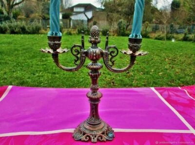 Chandelier ancien candélabre Pomme de pin XIXe siècle  Old candelabra candlestic - Photo 1/4