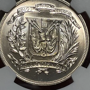 Dominican Republic 1 Peso 1974 Central American Games NGC MS 67 - Picture 1 of 3