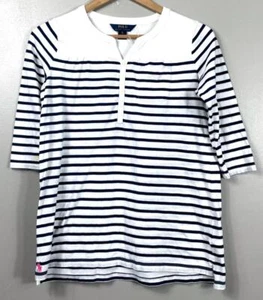 Polo Ralph Lauren Striped Top Girls XL White W/ Navy Stripes 3/4 Sleeve See Pics - Picture 1 of 20