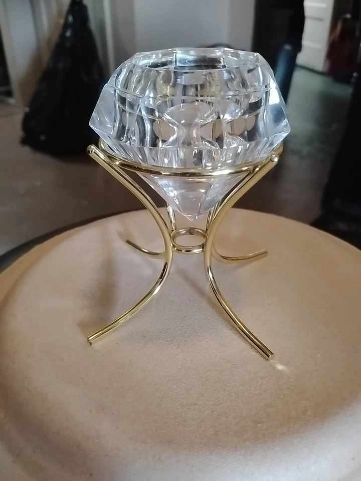 Party Lite Cristal Diamante Tea Light con Soporte Oro 5" Alto Foto 1 de 2