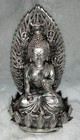 Reichlich verzierter alter Buddha auf lotus Blüte (Silber)
