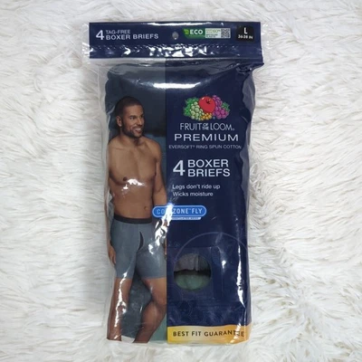 Men's Fruit Of The Loom 4-pk Premium Cool Zone Fly Boxer Briefs Blue Size Large - Image 1 of 4