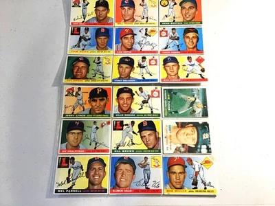 Lote de tarjetas coleccionables de béisbol-Topps 1954-1955-1957-1959-36 tarjetas Foto 1 de 4