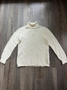 Maglione Sisley misto lana maglia bobble collo tartaruga panna taglia L design lusso - Foto 1 di 9