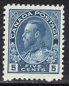 Canada 5c KGV Admiral, Scott 111, VF MH, cataloge - $300 - Picture 1 of 2