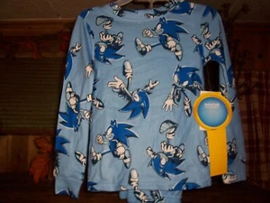 SONIC THE HEDGEHOG BOYS 2 PIECE PAJAMA SLEEP SET SIZE 4 BLUE LONG SLEEVE NEW - Picture 1 of 2