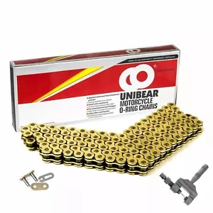 O-Ring Motorcycle Dirt Bike MX Chain 520 Pitch 120 Links - Gold + Chain Breaker - Picture 1 of 5