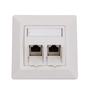 KEYSTONE FACE PLATE WALL MOUNT + 2 x CAT6a RJ45 KEYSTONE MODUL NETWORK RAL9010 - Bild 1 von 8