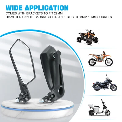 Pair Motorcycle M8 Rear View Side Mirror For Yamaha XT750 XT600 XT550 XS850 XS2 - Image 1 of 4