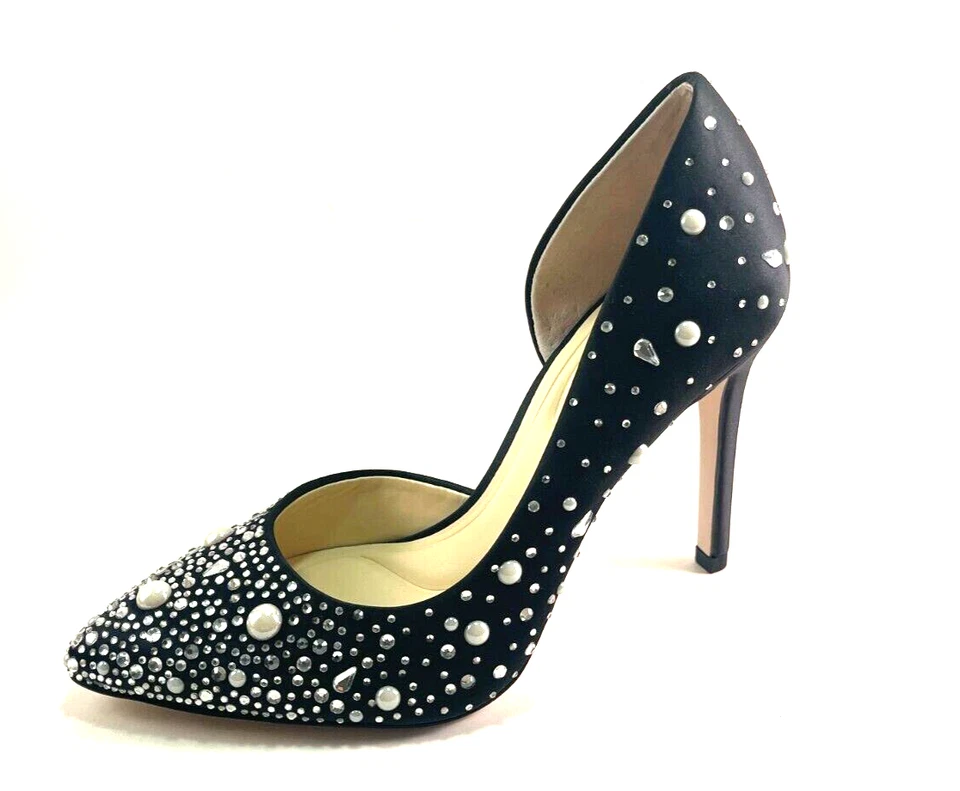 Jessica Simpson Prizma -18 Black/ Pearl D'orsay  Stiletto High Heel Dress Pump - Image 1 of 1