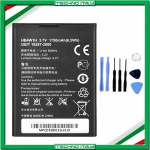 BATTERIA PER HUAWEI ASCEND G510 G520 G525 Y530 1750MAH HB4W1H + KIT CACCIAVITI - Foto 1 di 3