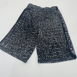 Under Armour Basketball Shorts Youth LG Gray/Black Print Used Pockets Drawstring - Picture 1 of 15