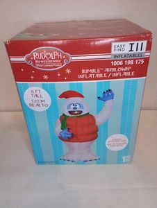 RARE NEW 6 FT TALL LED CHRISTMAS BUMBLE INFLATABLE RUDOLPH RED NOSED REINDEER - Picture 1 of 5