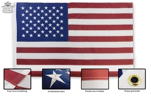 Embroidered American Flag 5x8ft USA Flag Stitched USA Flag Sewn US Flag - Bild 1 von 5