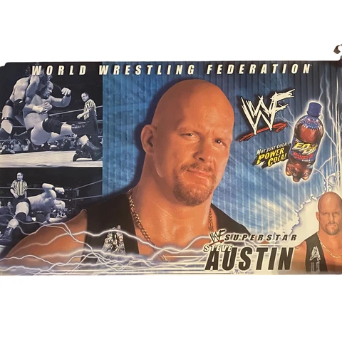 Stone Cold Steve Austin Wall Poster RC Edge WWF WWE 37x22 Wrestling Vtg 2000 Y2k Cover
