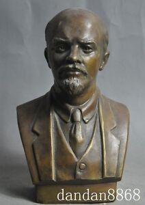 7" bronze chinois célèbre théoricien politique Vladimir Lénine tête buste statue