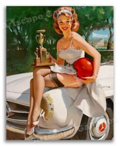 1960's Elvgren Pin-Up Poster "A Winner - Trophy Girl" - 16x20