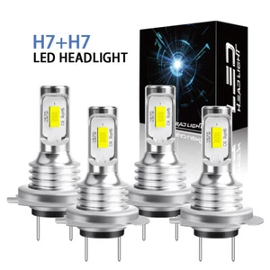H7 H7 6000K LED Headlight Kit Combo Bulbs High Low Beam Super Bright White 4x - Picture 1 of 11