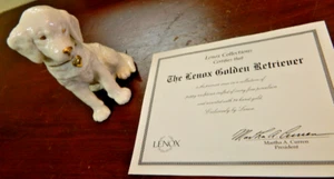 Lenox Porcelain Golden Retriever Figurine 24kt Gold Heart Collar w/ Certificate - Picture 1 of 8