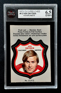 KEN DRYDEN 1972-73 O-PEE-CHEE PLAYER CRESTS 72-73 NO 12 KSA 6.5          36442