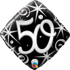 Elegante Globo de Lámina Brillo y Remolinos Hito Número 50 Cumpleaños Aniversario - Imagen 1 de 1