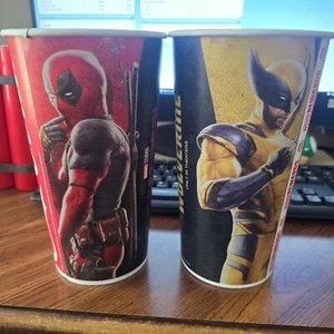 Marvel MCU Deadpool & Wolverine Cinemark Exclusive Paper Soda Cup Set Of 2 Used - Picture 1 of 1