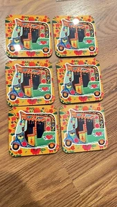 Riksha Ching Chi India-Pakistan Cultural Ride Coaster Set (Set of 4) - PVC Mater - Picture 1 of 6