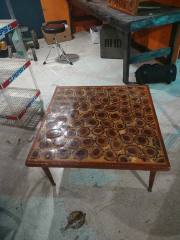 1960's Mid-Century Modern Coffee Table 32" x 32" Log End-Grain Rustic 15" Tall Cover