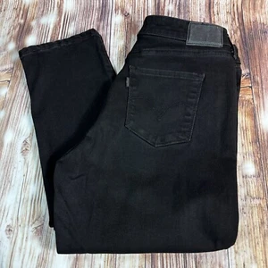 Levi's CLASSIC MID RISE SKINNY taglia 12 pantalone corto nero jeans denim 29X27 - Foto 1 di 11