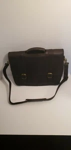 Clava American Leather Gusset Laptop Briefcase color brown - Picture 1 of 10