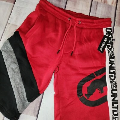 Calça de Moletom Ecko Unltd Masculina Pequena Jogger Cordão Lã Shorts Verdadeiro Ecko Vermelho - Imagem 1 de 4