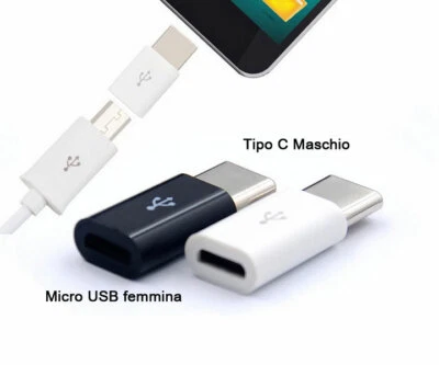 Adattatore da Micro usb femmina a Tipo Type C Maschio connettore Per Samrtphone - Immagine 1 di 4
